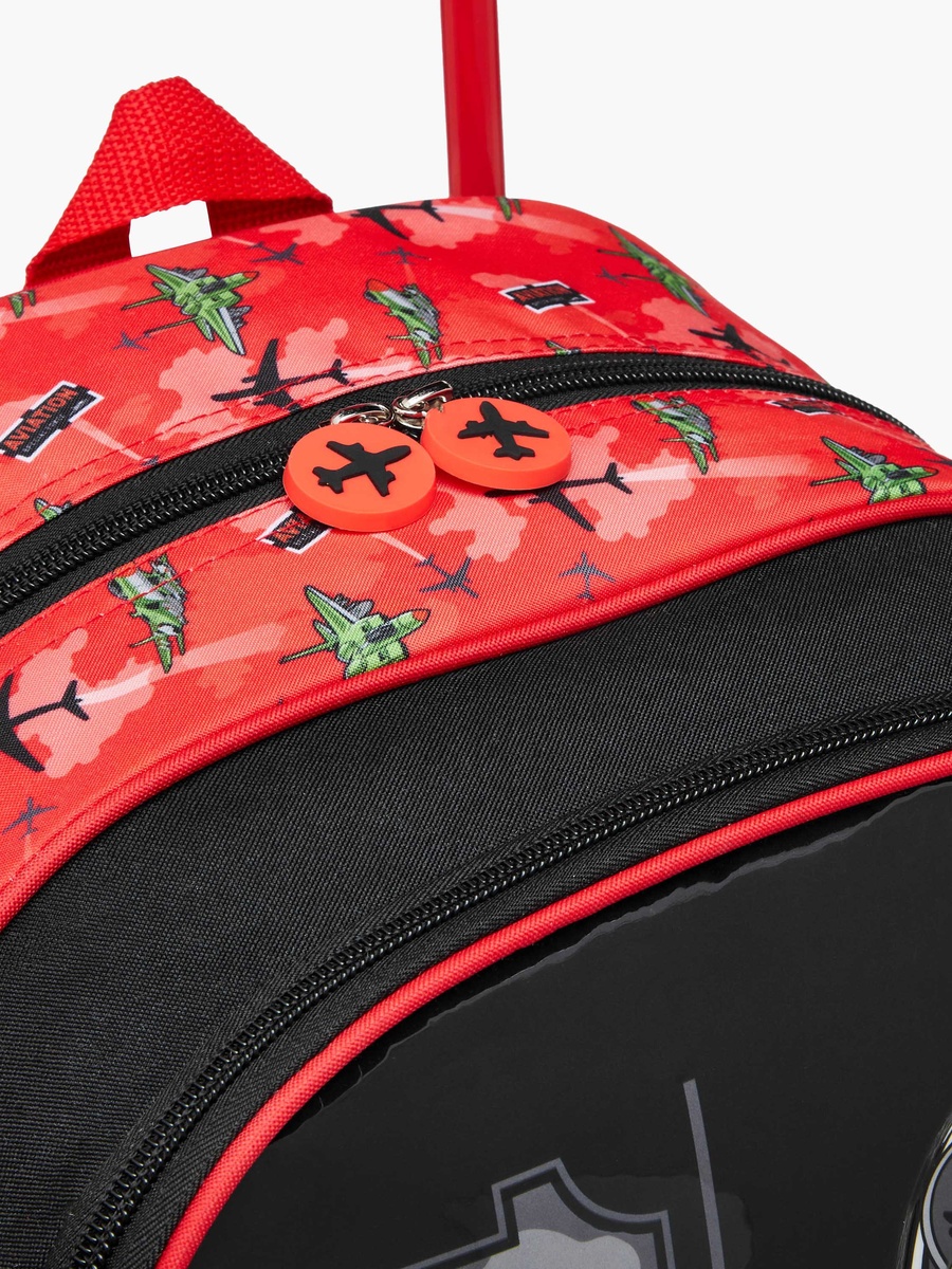 5-Piece Aviation Print 16-inch Trolley Backpack Set - 34x20x48 cm