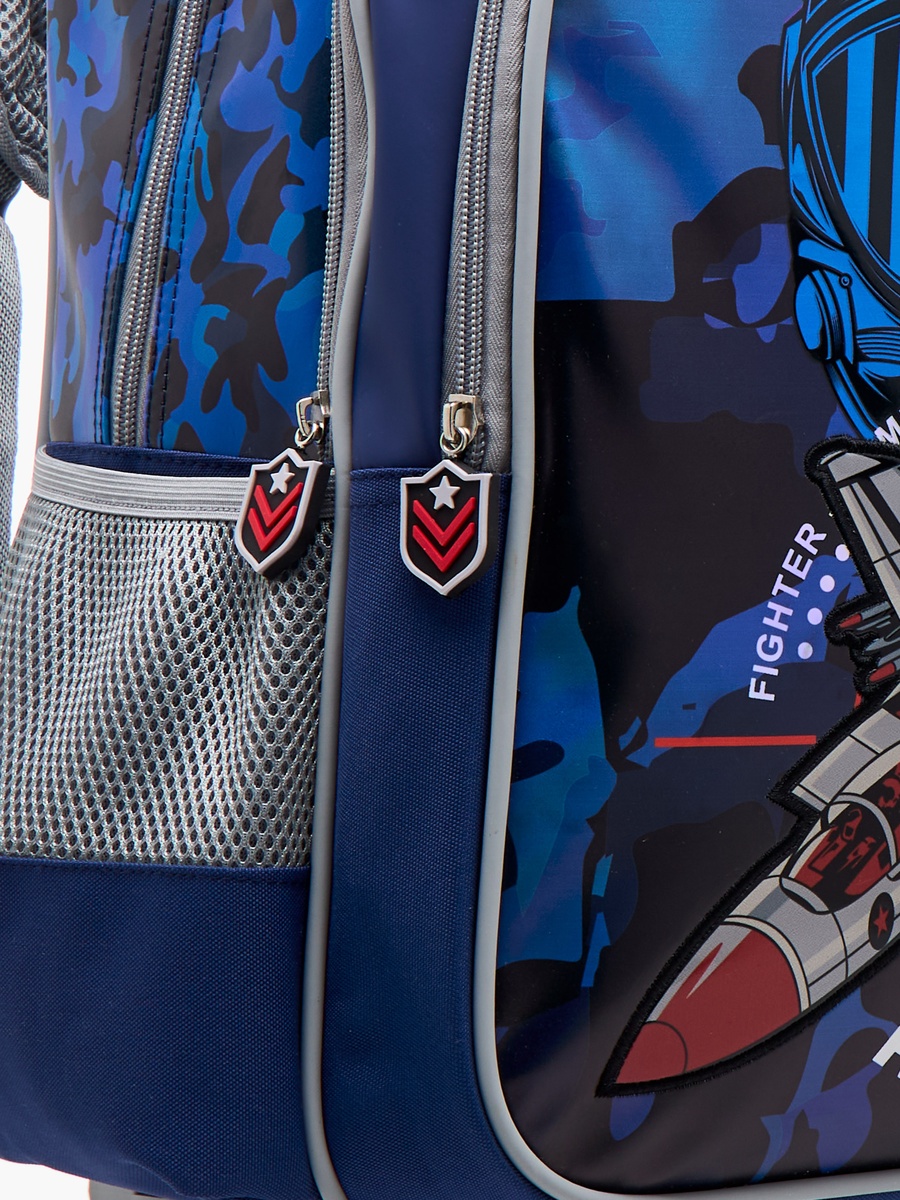 Aviation Print 16-inch Trolley Backpack with Retractable Handle - 33x14x45 cm