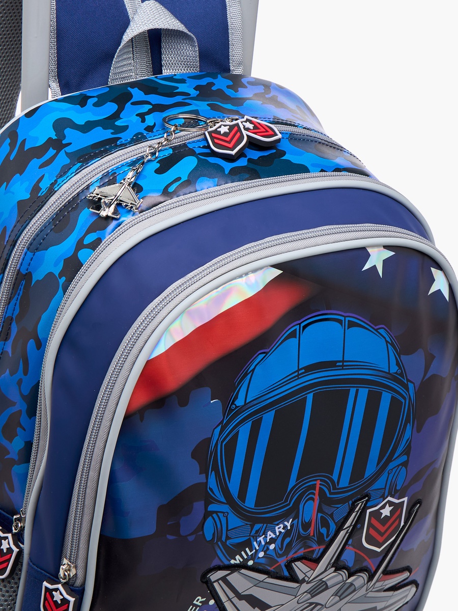 Aviation Print 16-inch Trolley Backpack with Retractable Handle - 33x14x45 cm