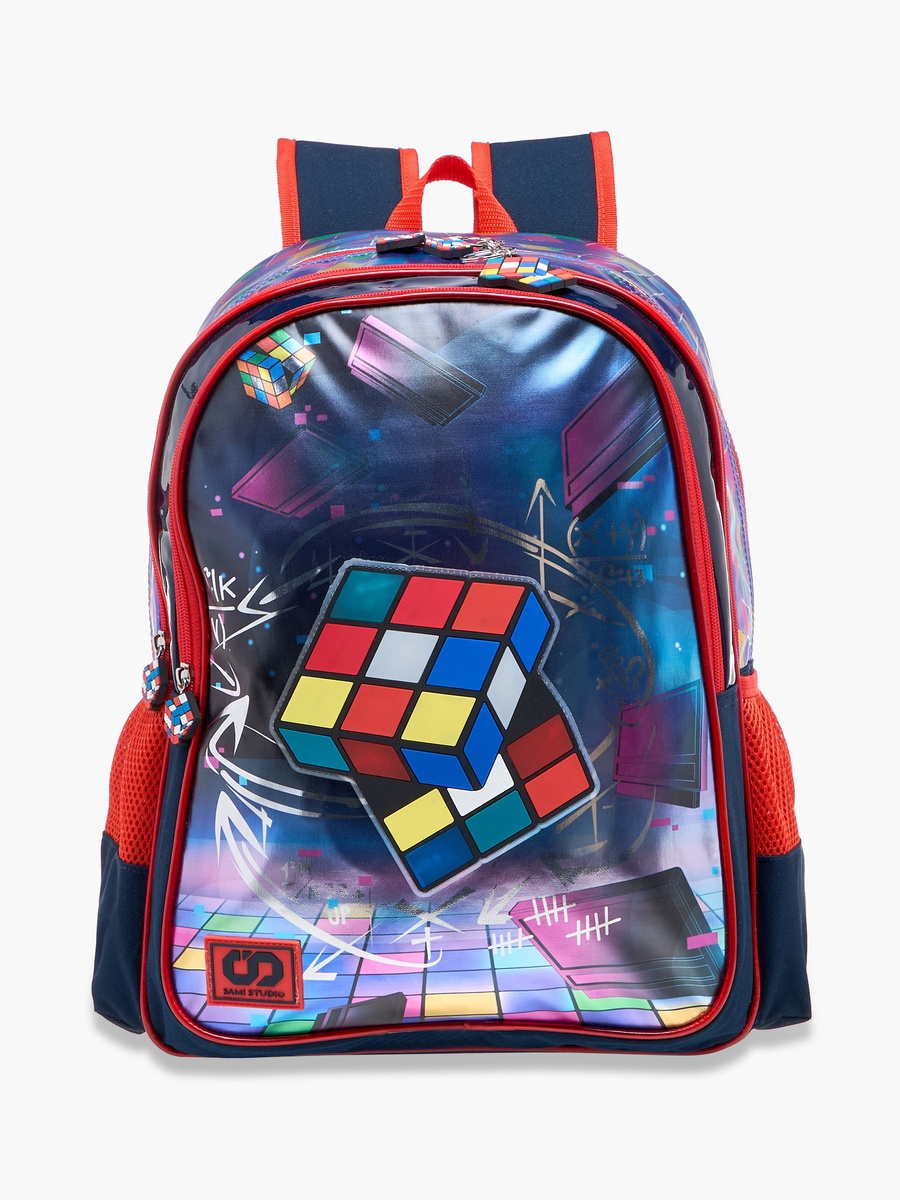 Rubiks Cube Print 17-inch Backpack with Adjustable Straps - 14x33x45 cm
