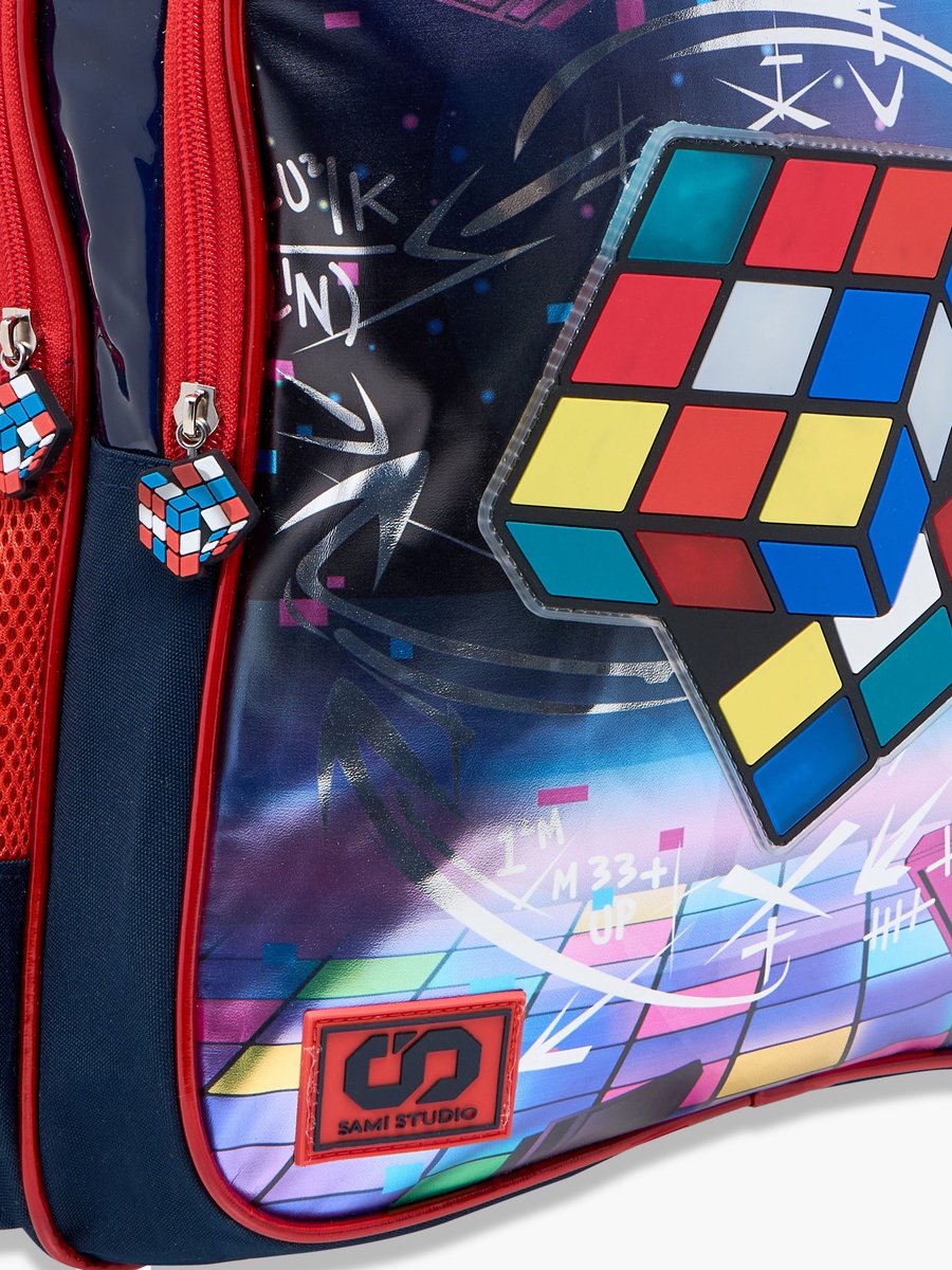 Rubiks Cube Print 17-inch Backpack with Adjustable Straps - 14x33x45 cm