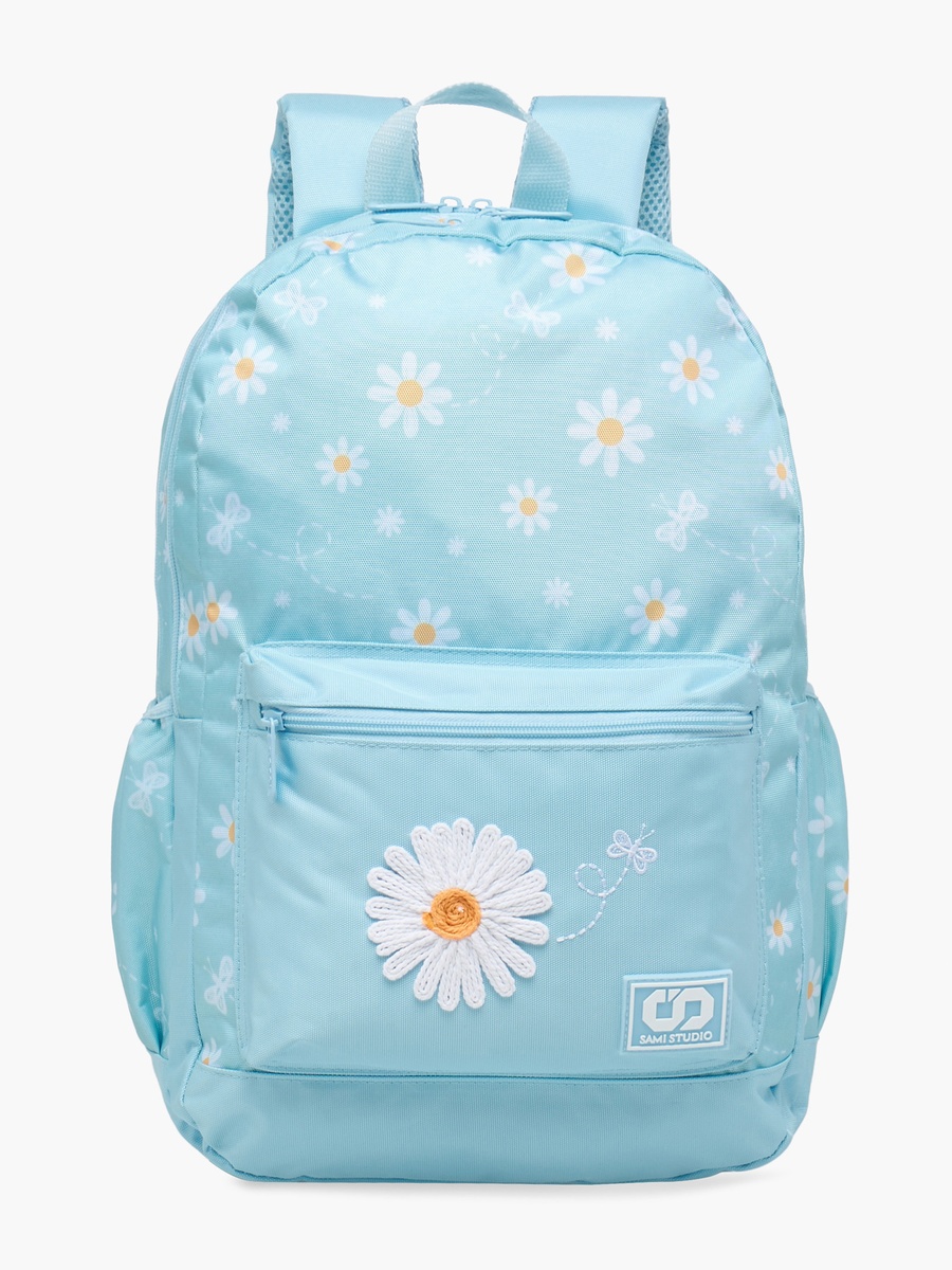 Floral Print 17-inch Backpack with Zip Closure - 43x28x13 cm