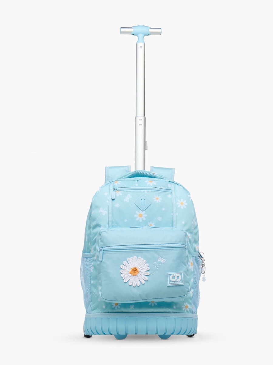Floral Print 17-inch Trolley Backpack with Zip Closure - 43x28x13 cm