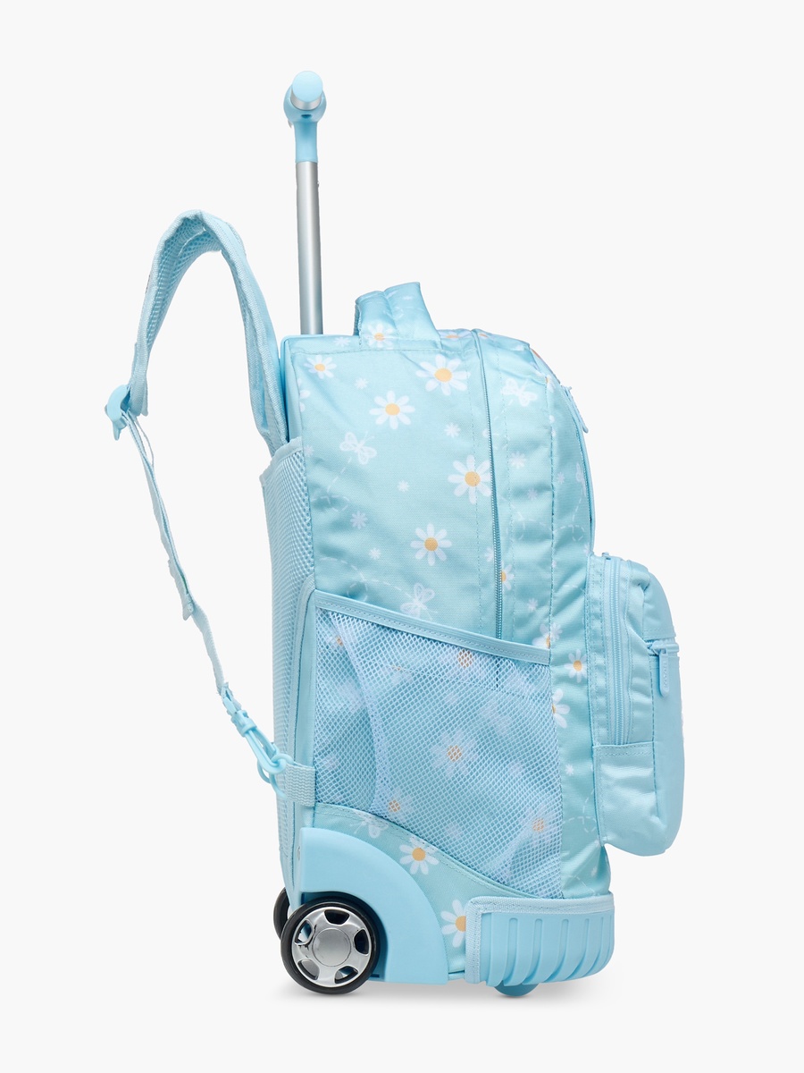 Floral Print 17-inch Trolley Backpack with Zip Closure - 43x28x13 cm