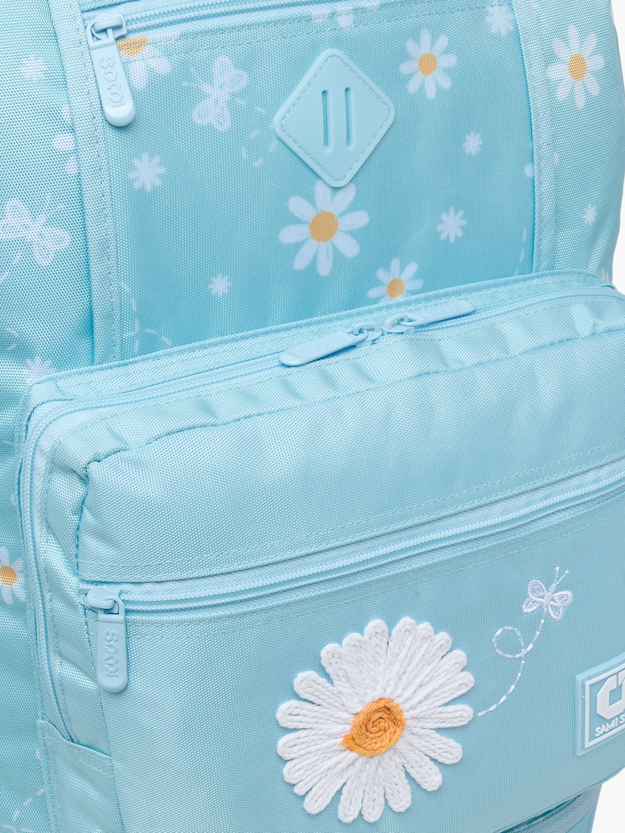 Floral Print 17-inch Trolley Backpack with Zip Closure - 43x28x13 cm