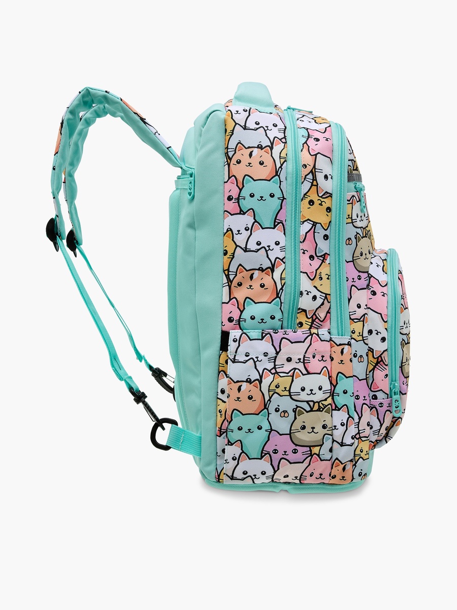 SHOUT Cat Print 3-Compartment Backpack with Adjustable Straps and Zip Closure -  32x20x45 cm