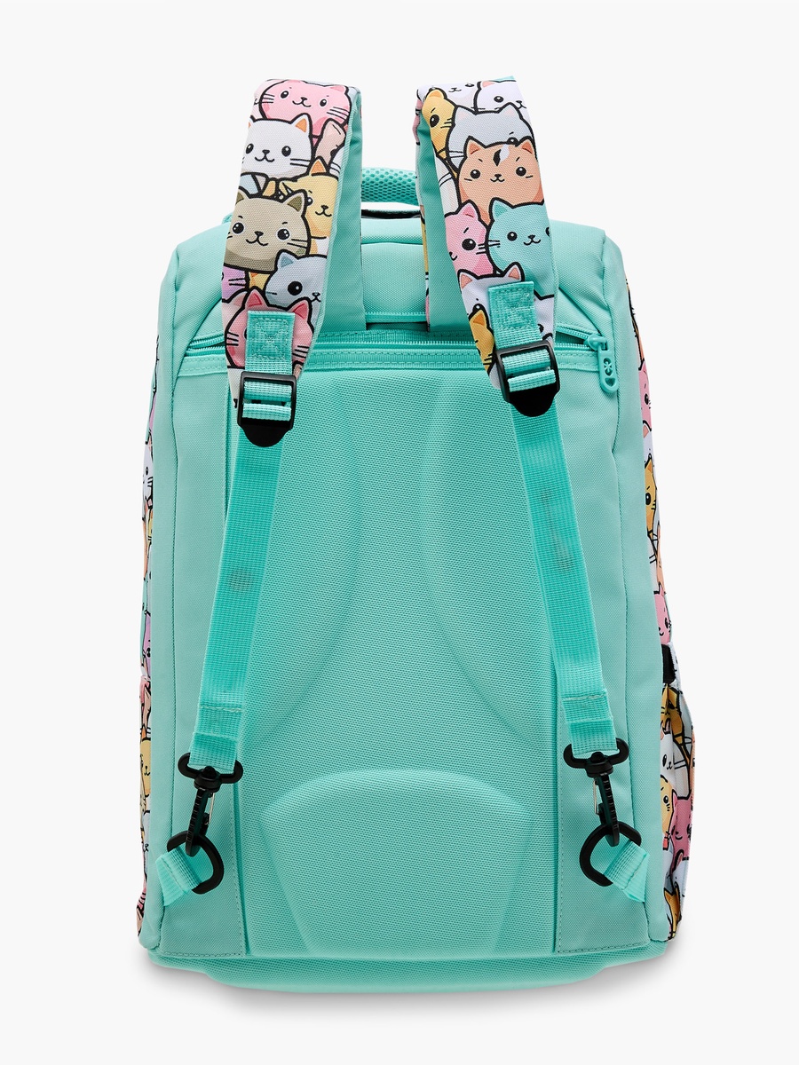 SHOUT Cat Print 3-Compartment Backpack with Adjustable Straps and Zip Closure -  32x20x45 cm