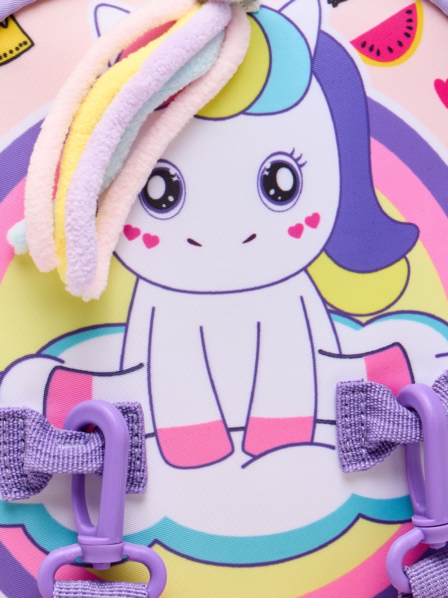 Supercute Unicorn Print Backpack with Shoulder Straps and Detachable Pouches - 26x10x28 cm