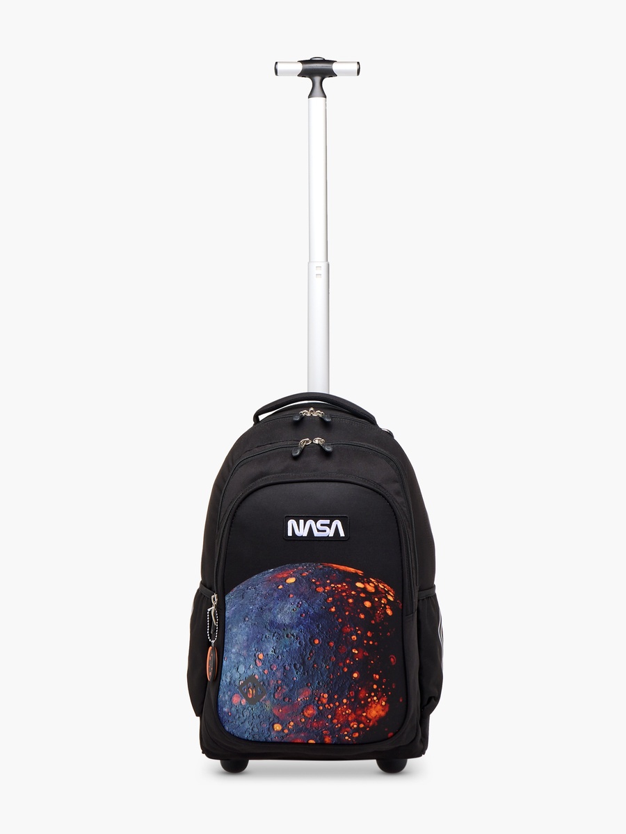 NASA Print 18-inch Trolley Backpack with Retractable Handle - 32x25x47 cm