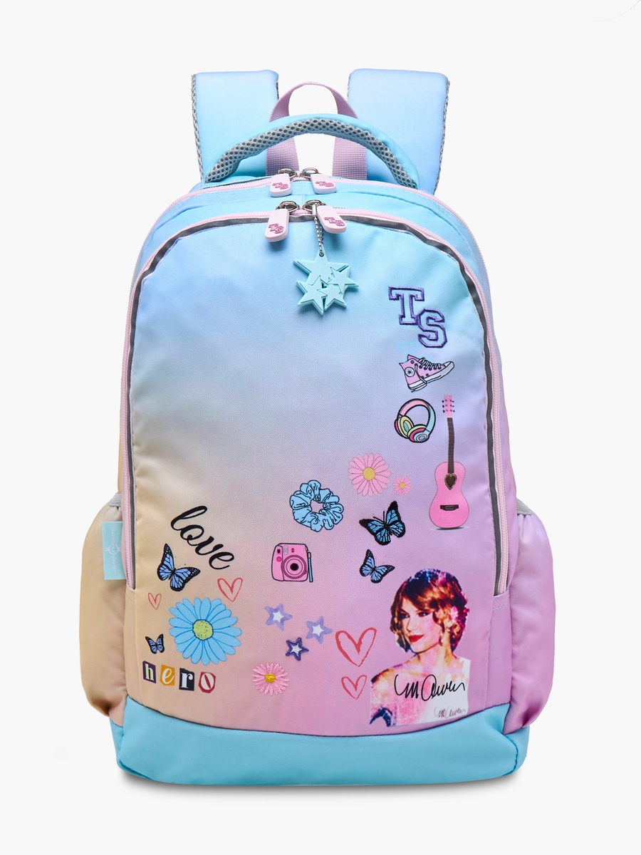 Celebrity Icons Taylor Swift Print Backpack with Laptop Compartment and Zip Closure - 30x15x44 cm
