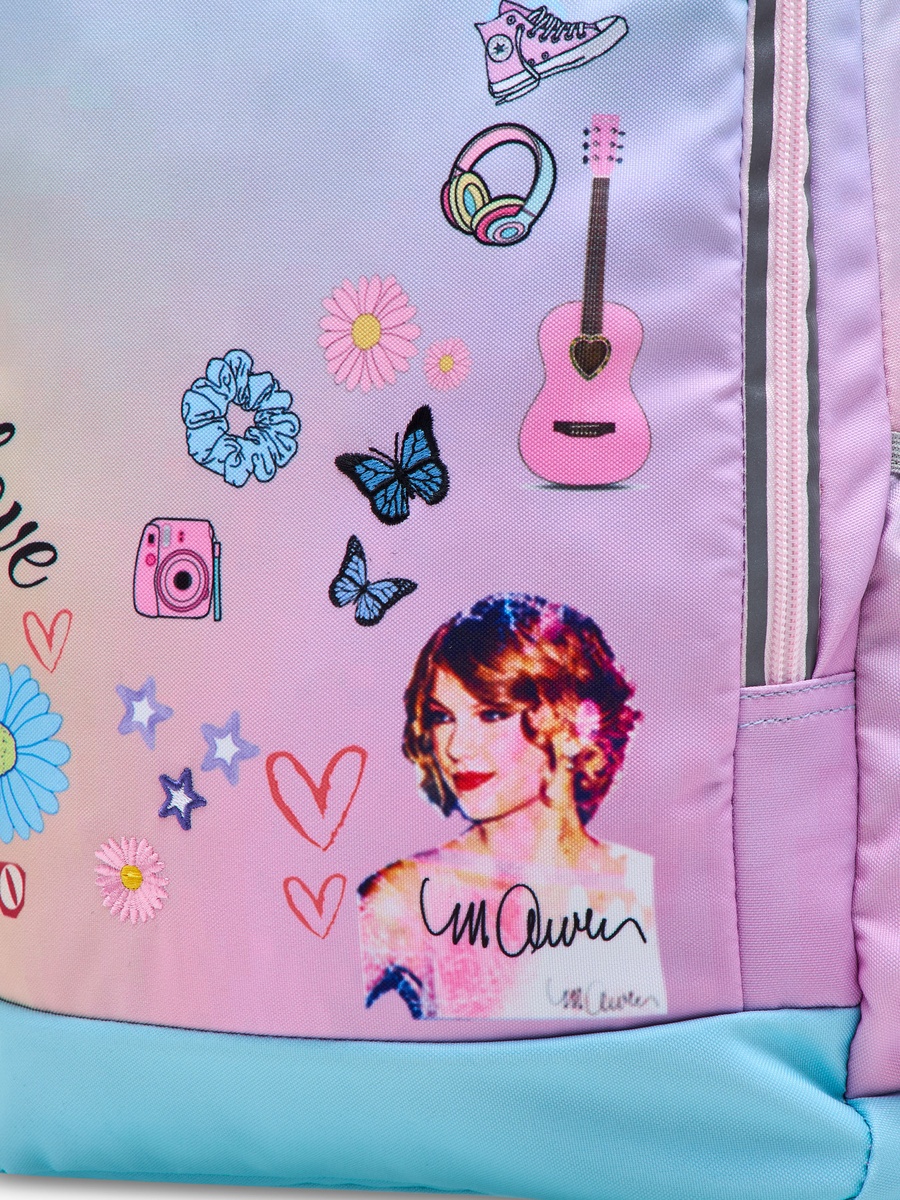 Celebrity Icons Taylor Swift Print Backpack with Laptop Compartment and Zip Closure - 30x15x44 cm