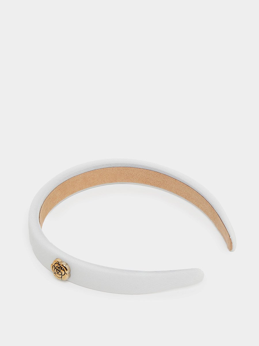 White Headband with Flower Detail