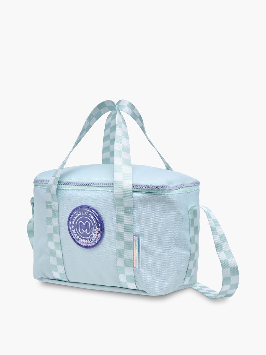Solid Lunch Bag with Adjustable Strap and Zip Closure
