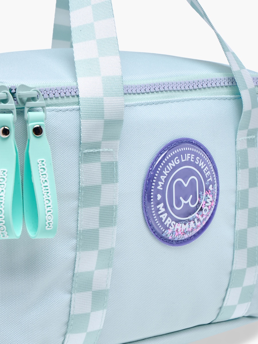 Solid Lunch Bag with Adjustable Strap and Zip Closure