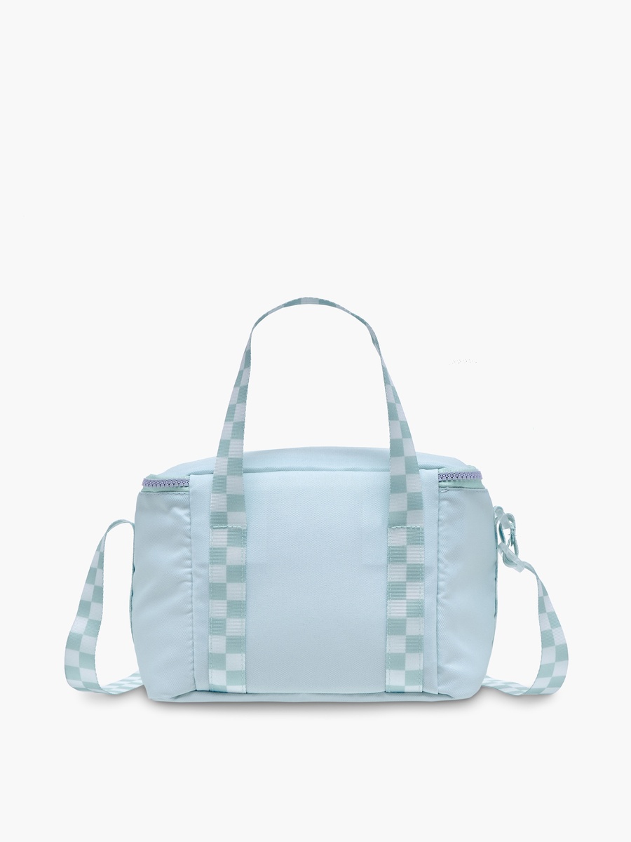 Solid Lunch Bag with Adjustable Strap and Zip Closure