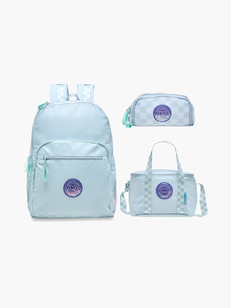 Solid Lunch Bag with Adjustable Strap and Zip Closure