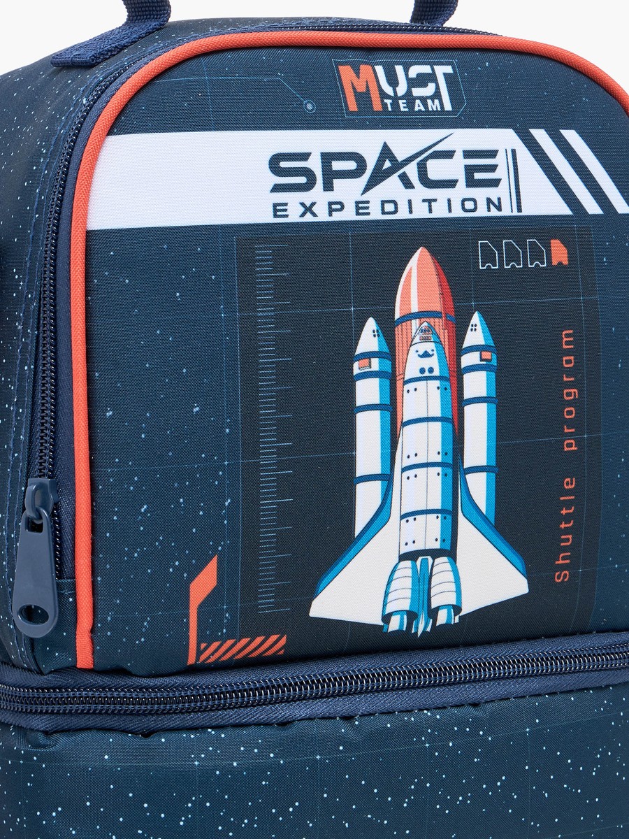 Rocket Print Lunch Bag with Adjustable Strap and Zip Closure