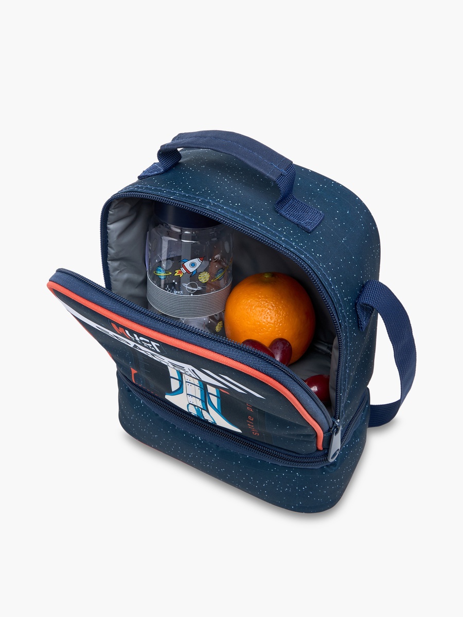 Rocket Print Lunch Bag with Adjustable Strap and Zip Closure