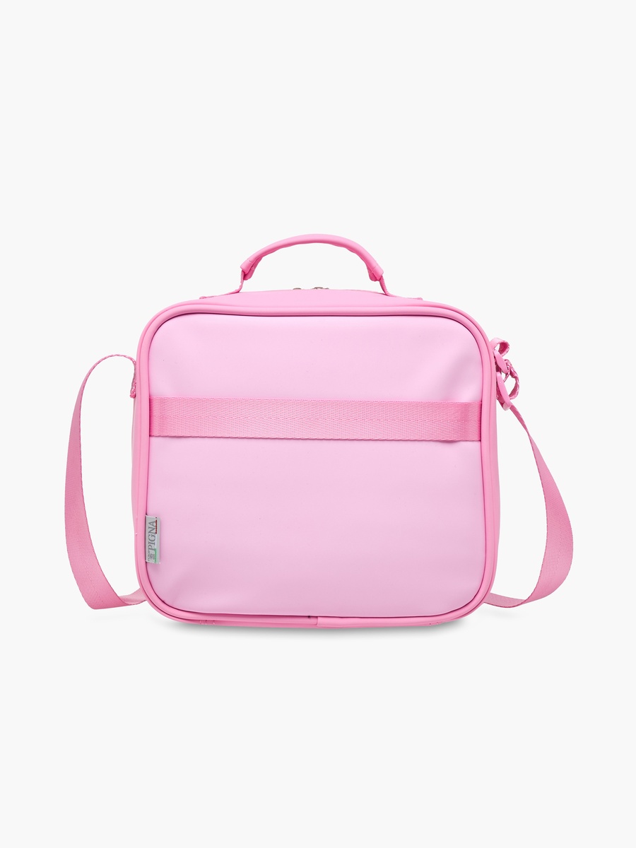 Solid Lunch Bag with Adjustable Strap and Zip Closure