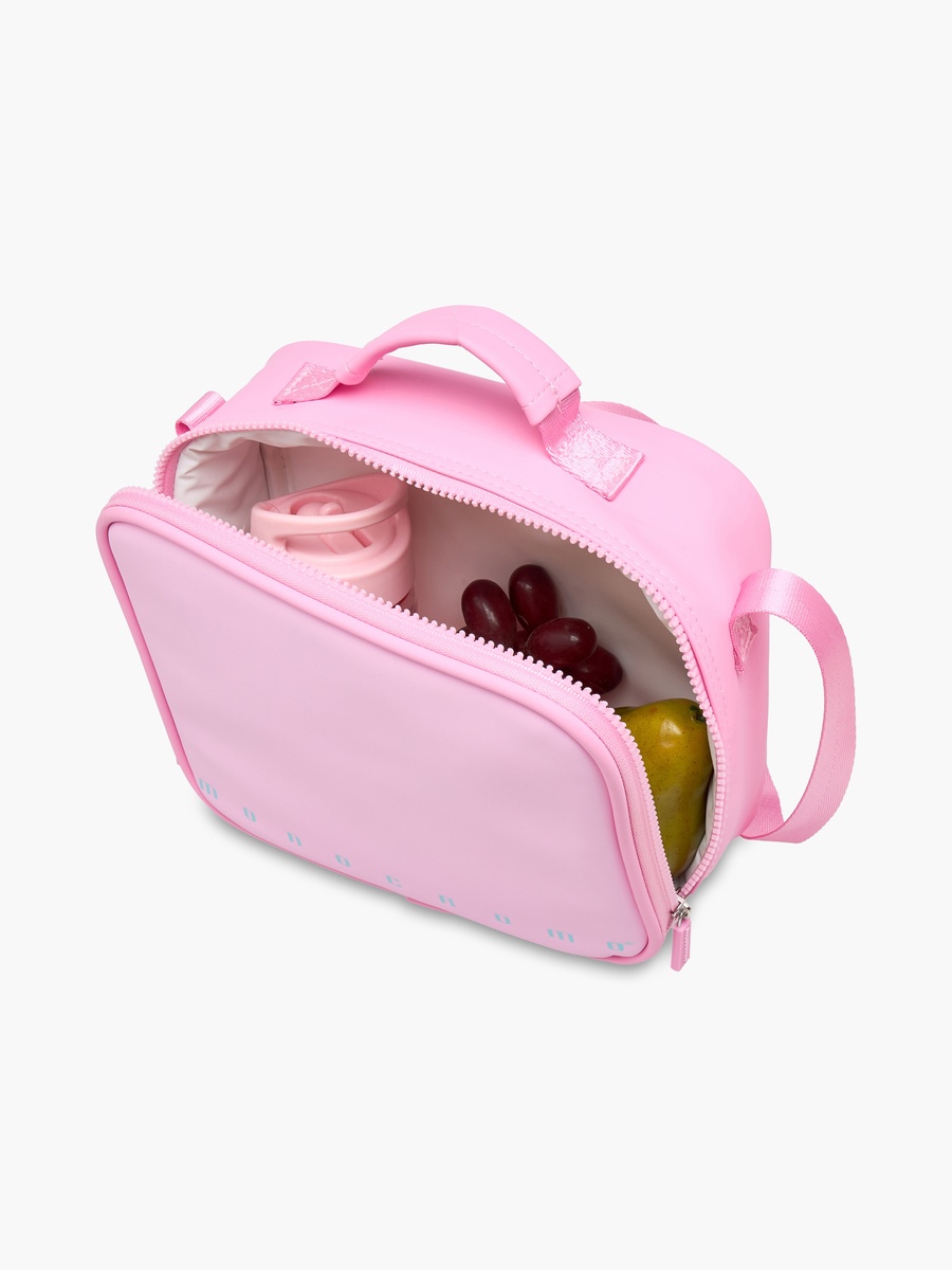 Solid Lunch Bag with Adjustable Strap and Zip Closure