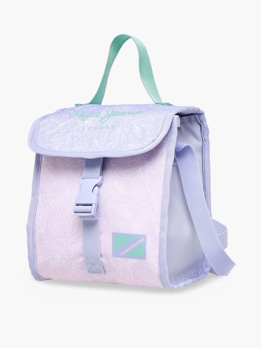 Floral Print Lunch Bag with Adjustable Strap and Buckle Closure