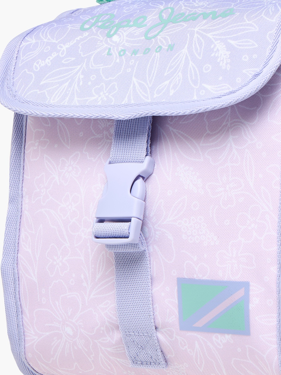 Floral Print Lunch Bag with Adjustable Strap and Buckle Closure