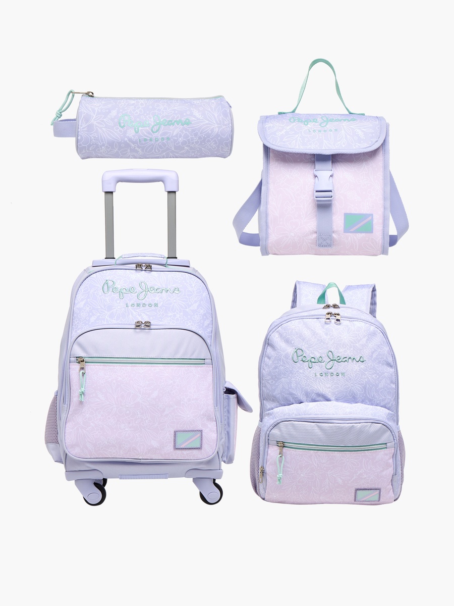 Floral Print Lunch Bag with Adjustable Strap and Buckle Closure