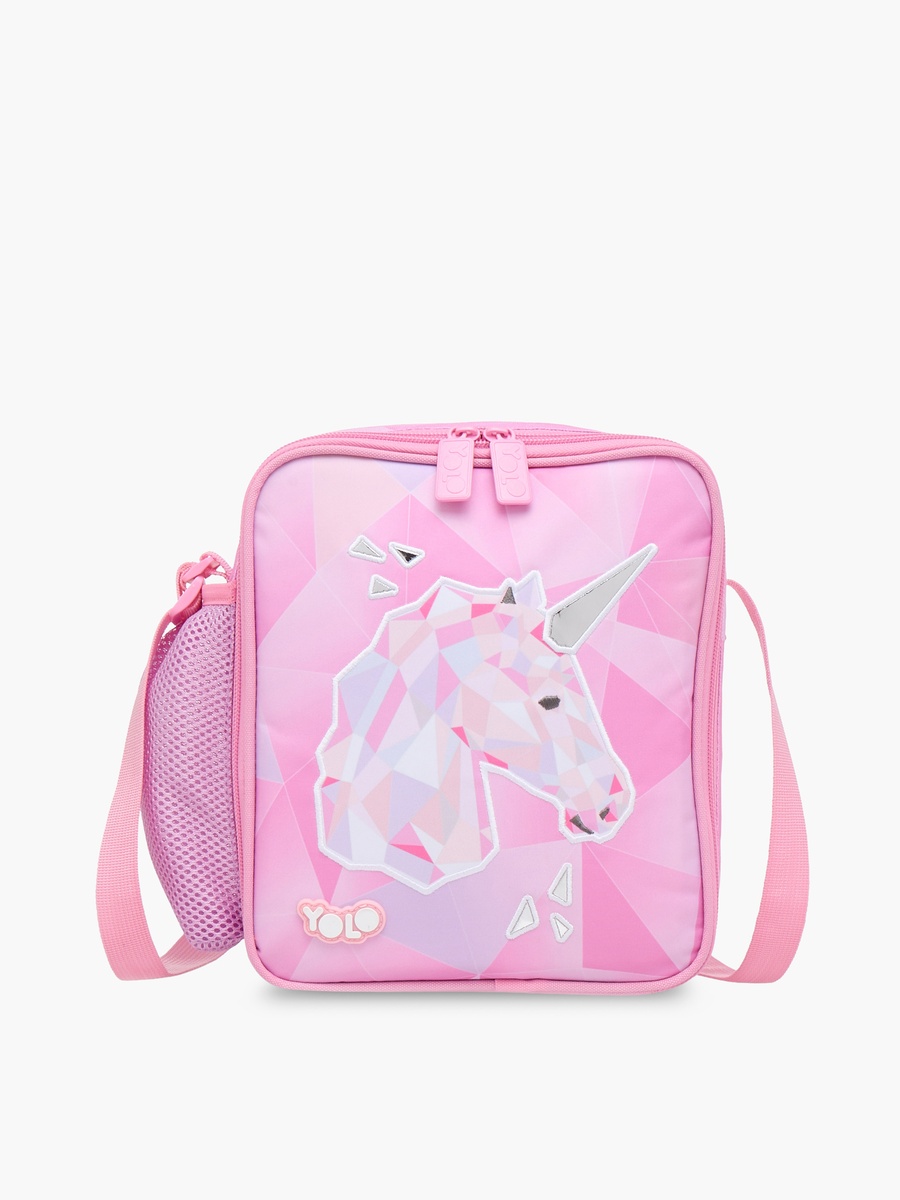 Yolo Unicorn Print Lunch Bag with Adjustable Strap and Zip Closure
