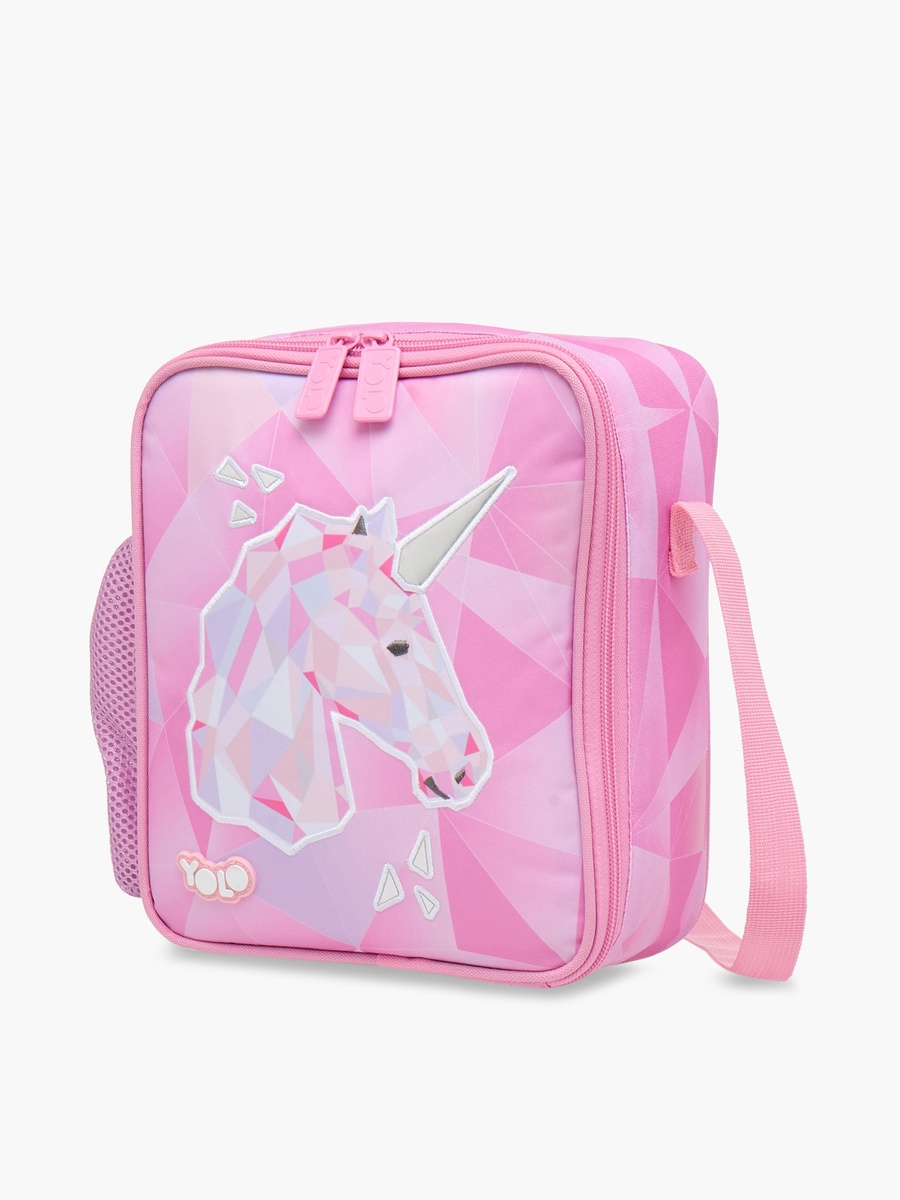 Yolo Unicorn Print Lunch Bag with Adjustable Strap and Zip Closure