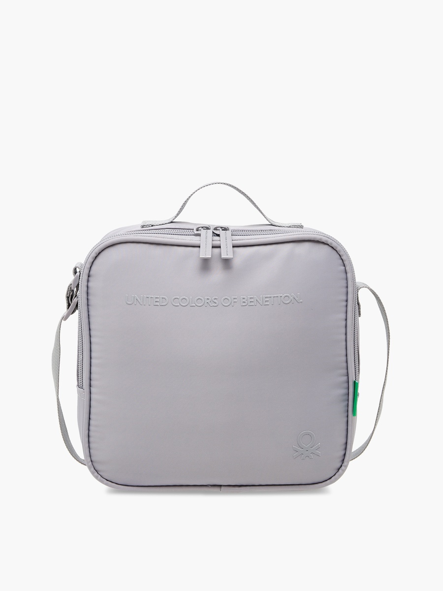 Solid Lunch Bag with Adjustable Strap and Zip Closure