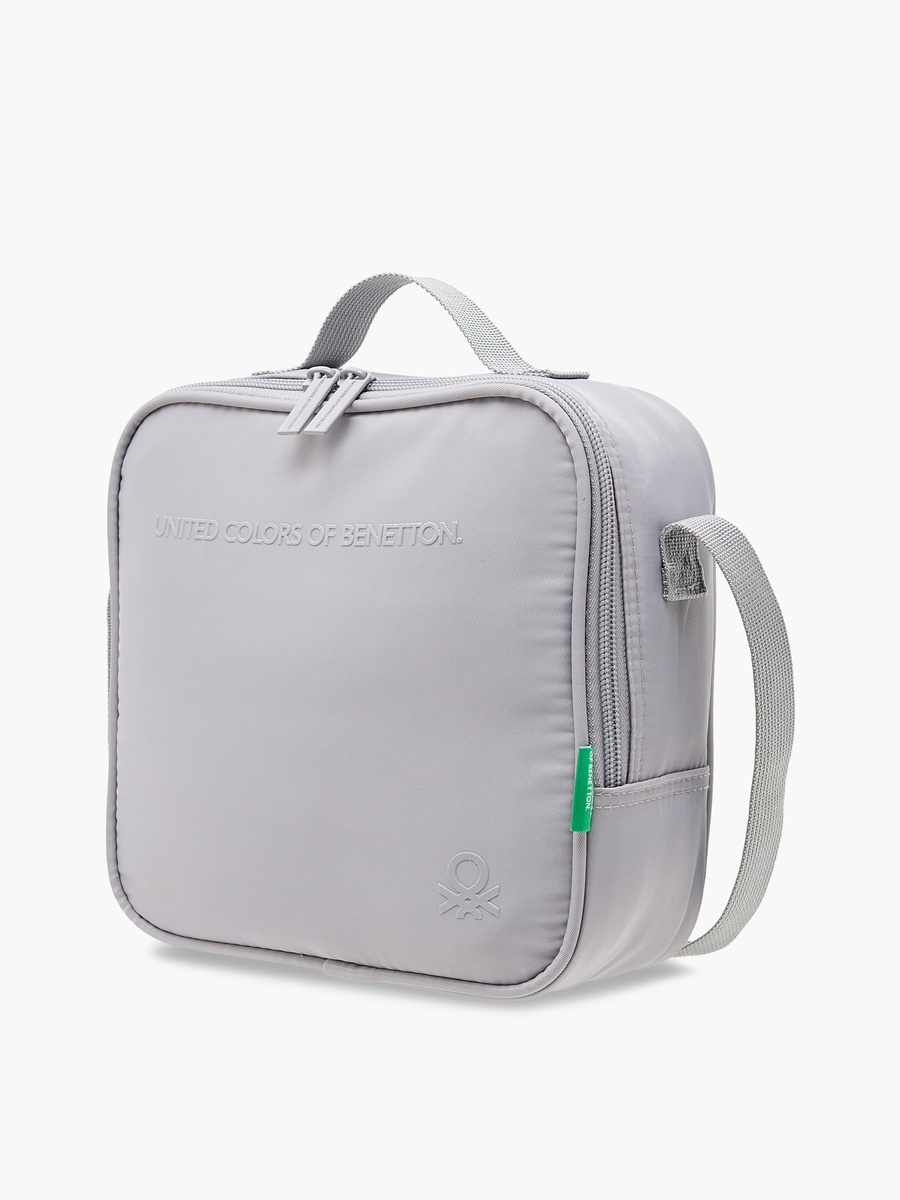 Solid Lunch Bag with Adjustable Strap and Zip Closure