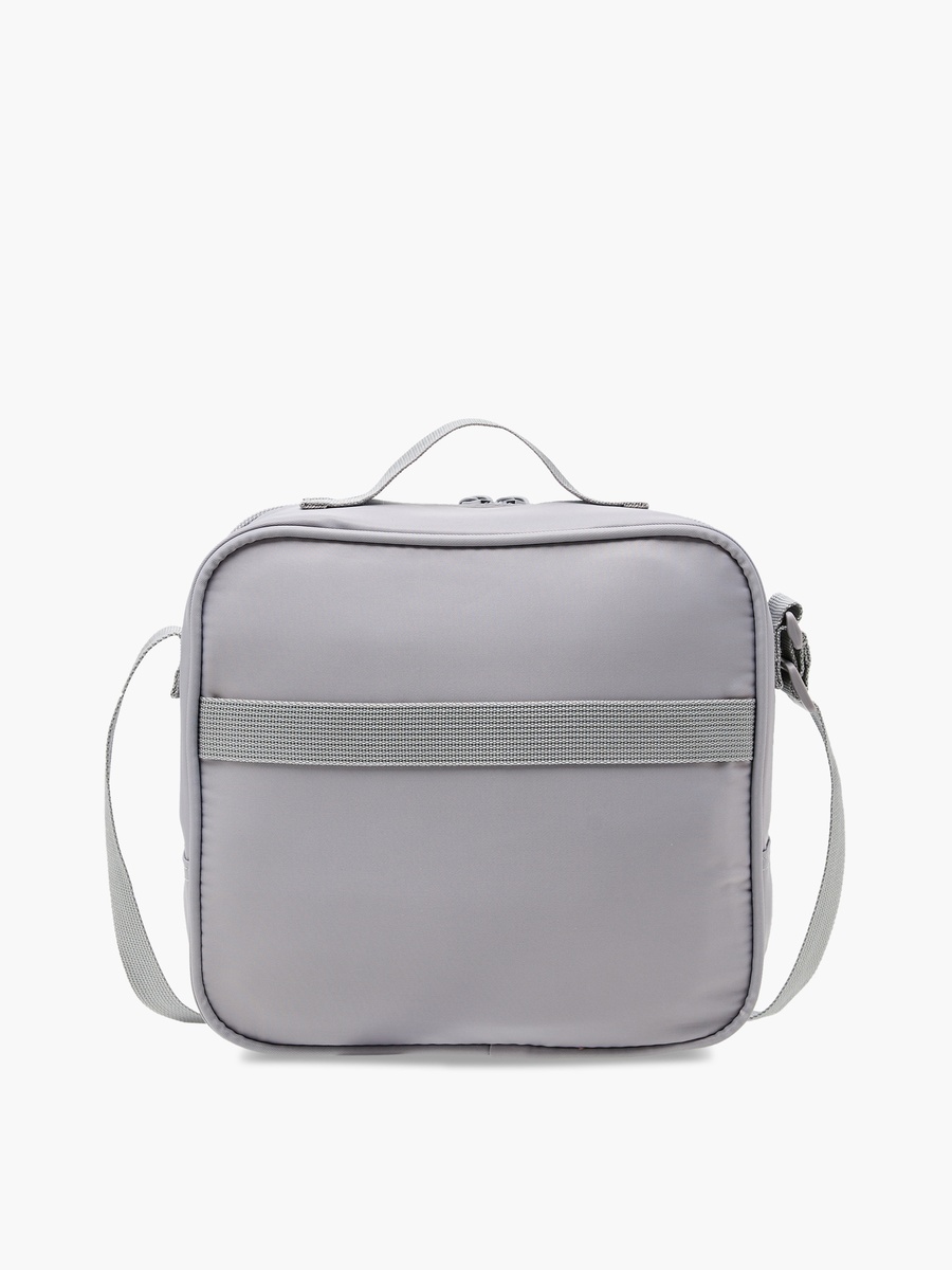 Solid Lunch Bag with Adjustable Strap and Zip Closure