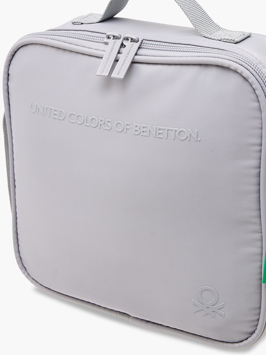 Solid Lunch Bag with Adjustable Strap and Zip Closure