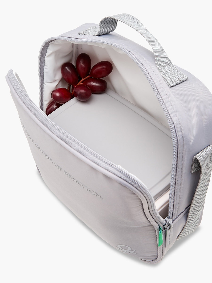 Solid Lunch Bag with Adjustable Strap and Zip Closure
