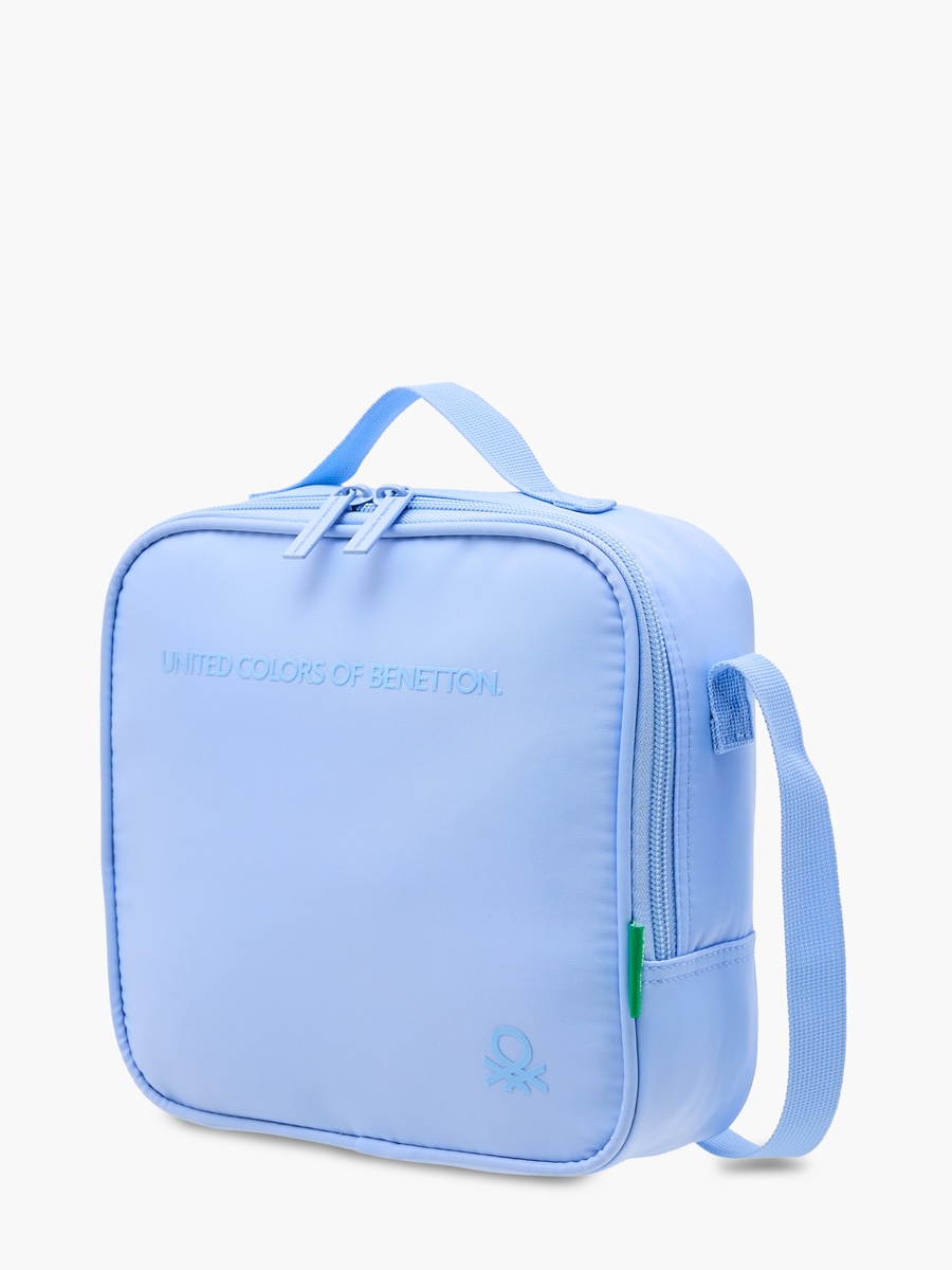 Solid Lunch Bag with Adjustable Strap and Zip Closure