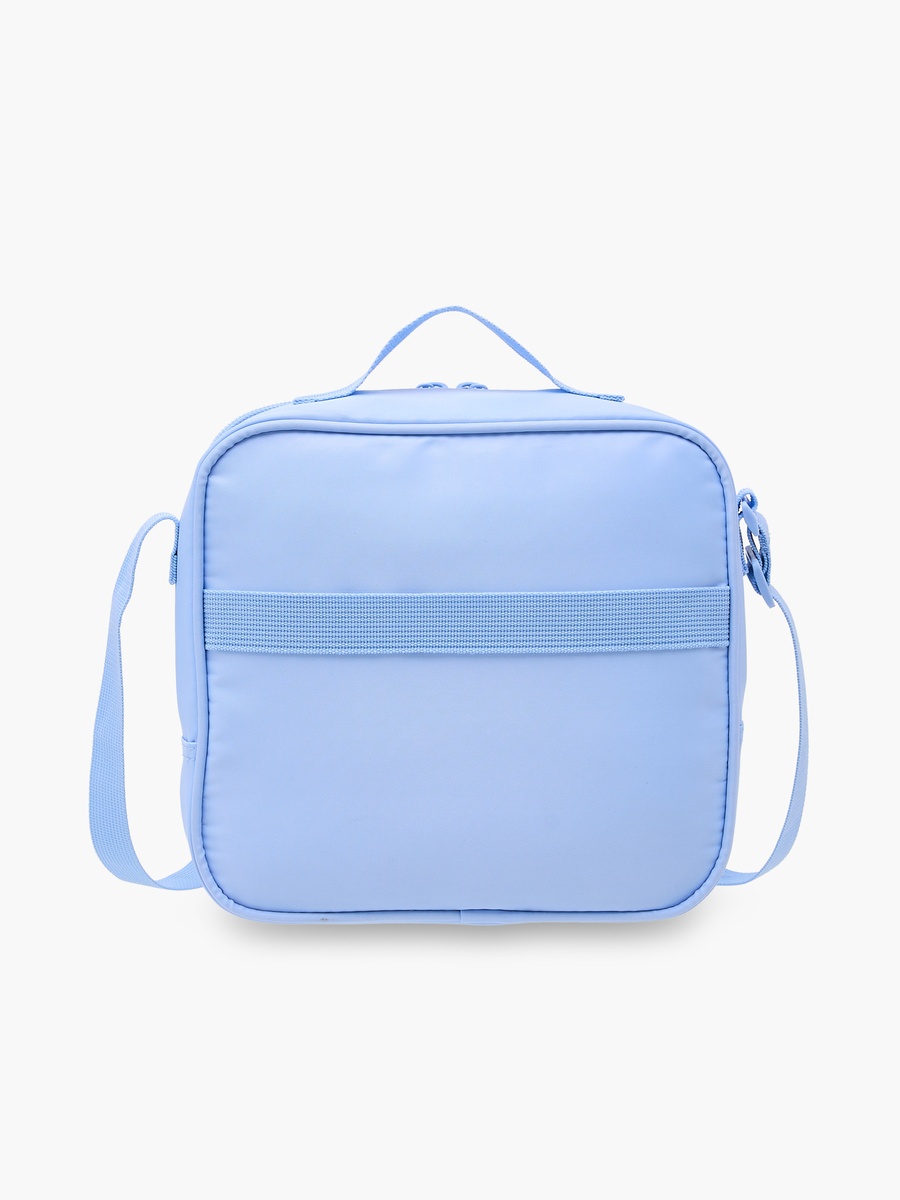 Solid Lunch Bag with Adjustable Strap and Zip Closure
