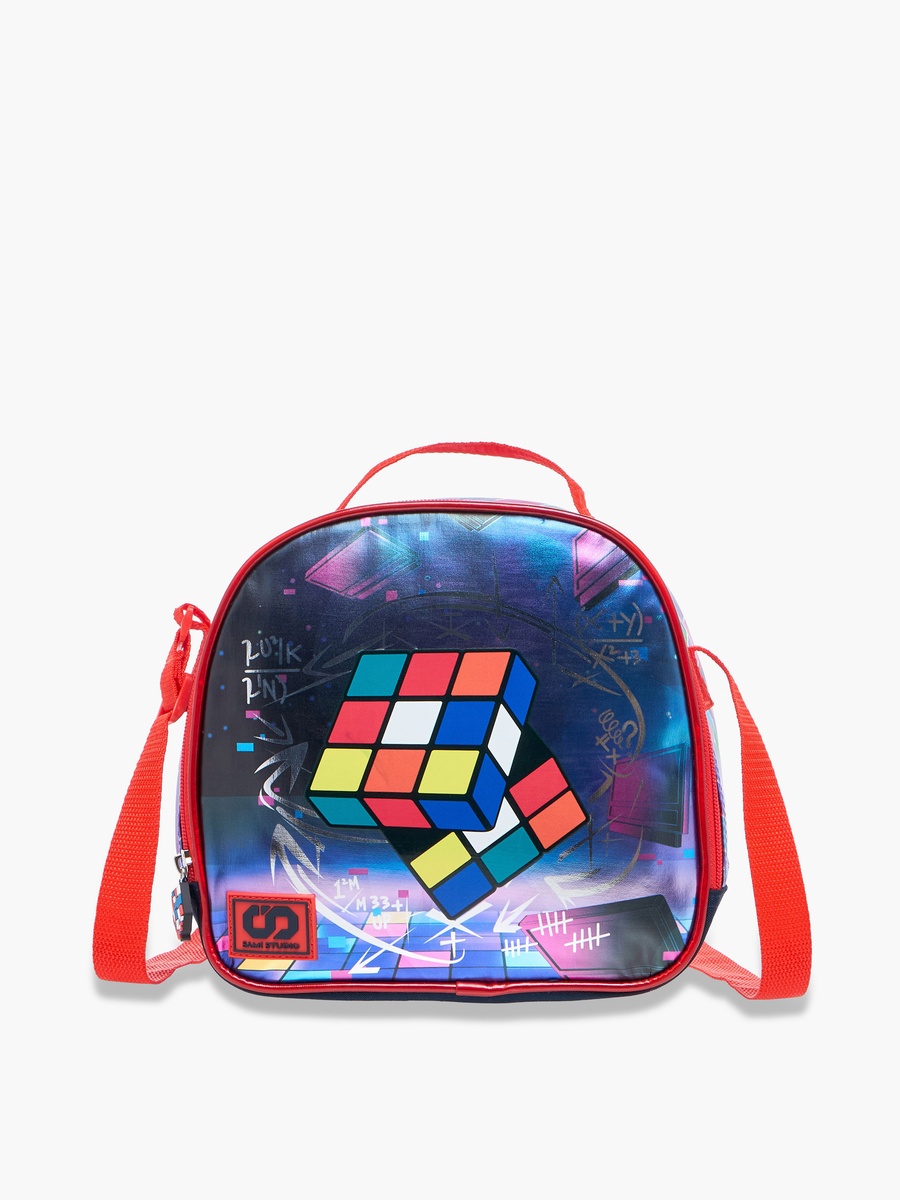 Rubiks Cube Print Lunch Bag with Adjustable Strap and Zip Closure