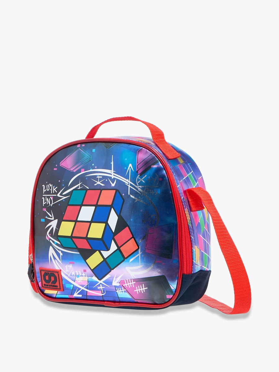Rubiks Cube Print Lunch Bag with Adjustable Strap and Zip Closure