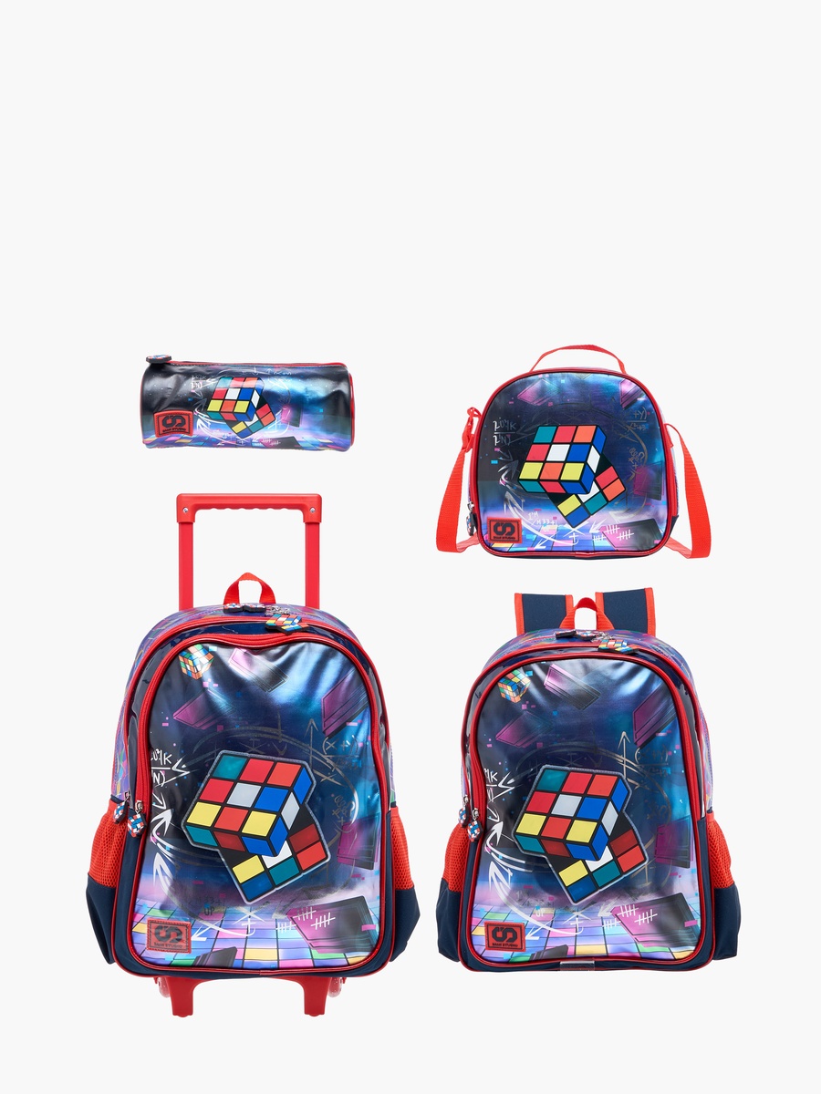 Rubiks Cube Print Lunch Bag with Adjustable Strap and Zip Closure