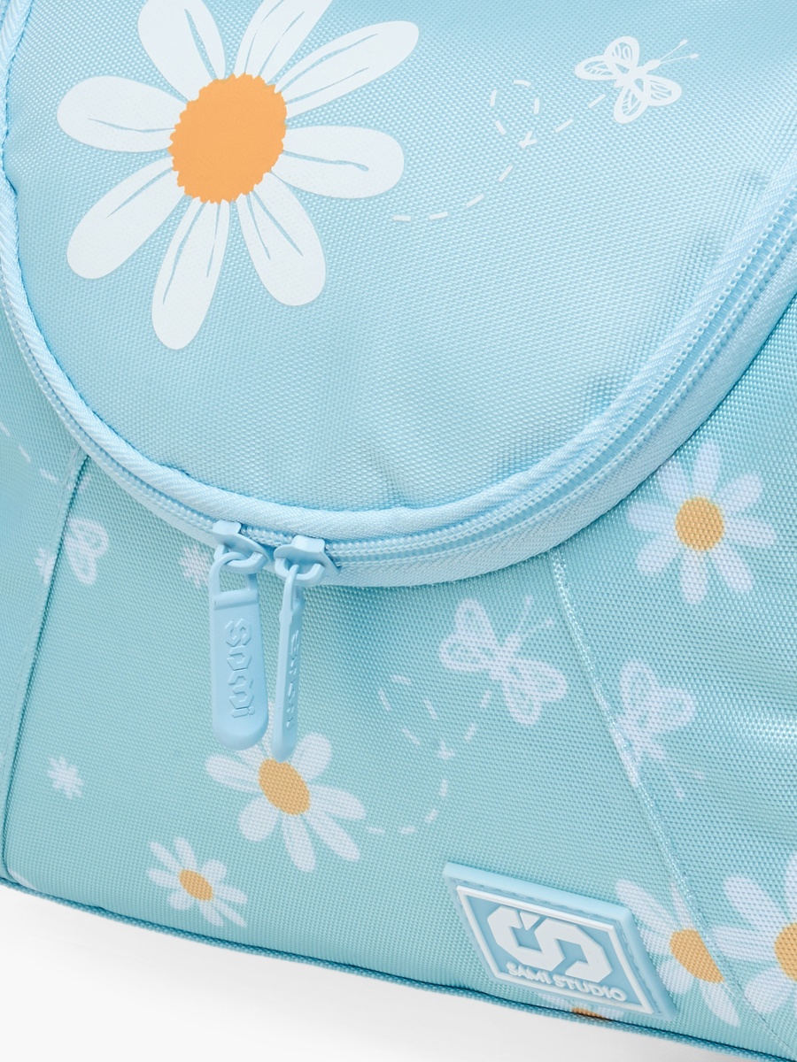Floral Print Lunch Bag with Zip Closure