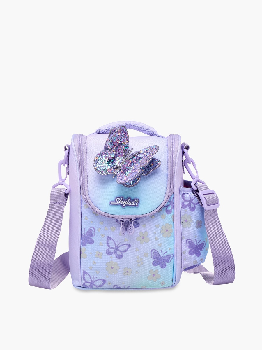 Butterfly Print Lunch Bag with Zip Closure