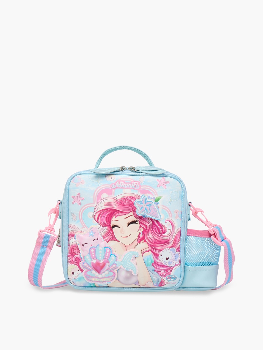 Mermaid Print Lunch Bag with Detachable Strap and Zip Closure