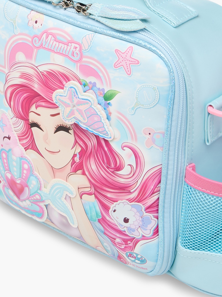 Mermaid Print Lunch Bag with Detachable Strap and Zip Closure