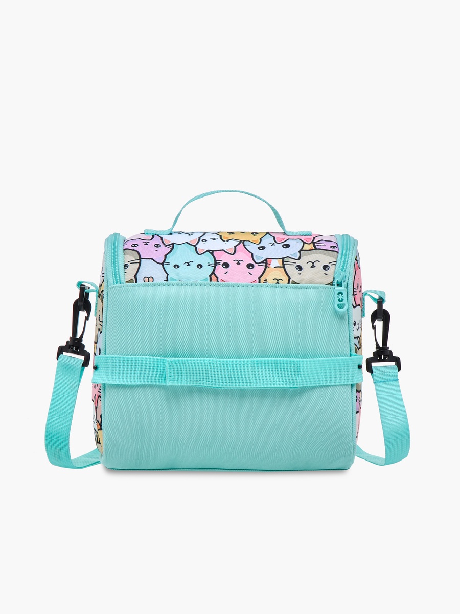 SHOUT Cat Print Lunch Bag with Adjustable Strap and Zip Closure