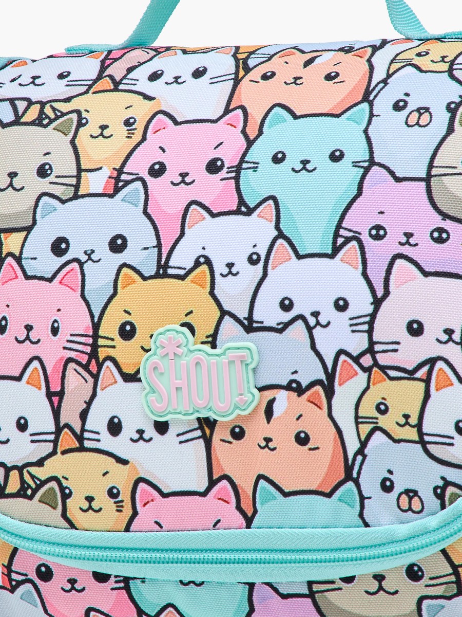 SHOUT Cat Print Lunch Bag with Adjustable Strap and Zip Closure