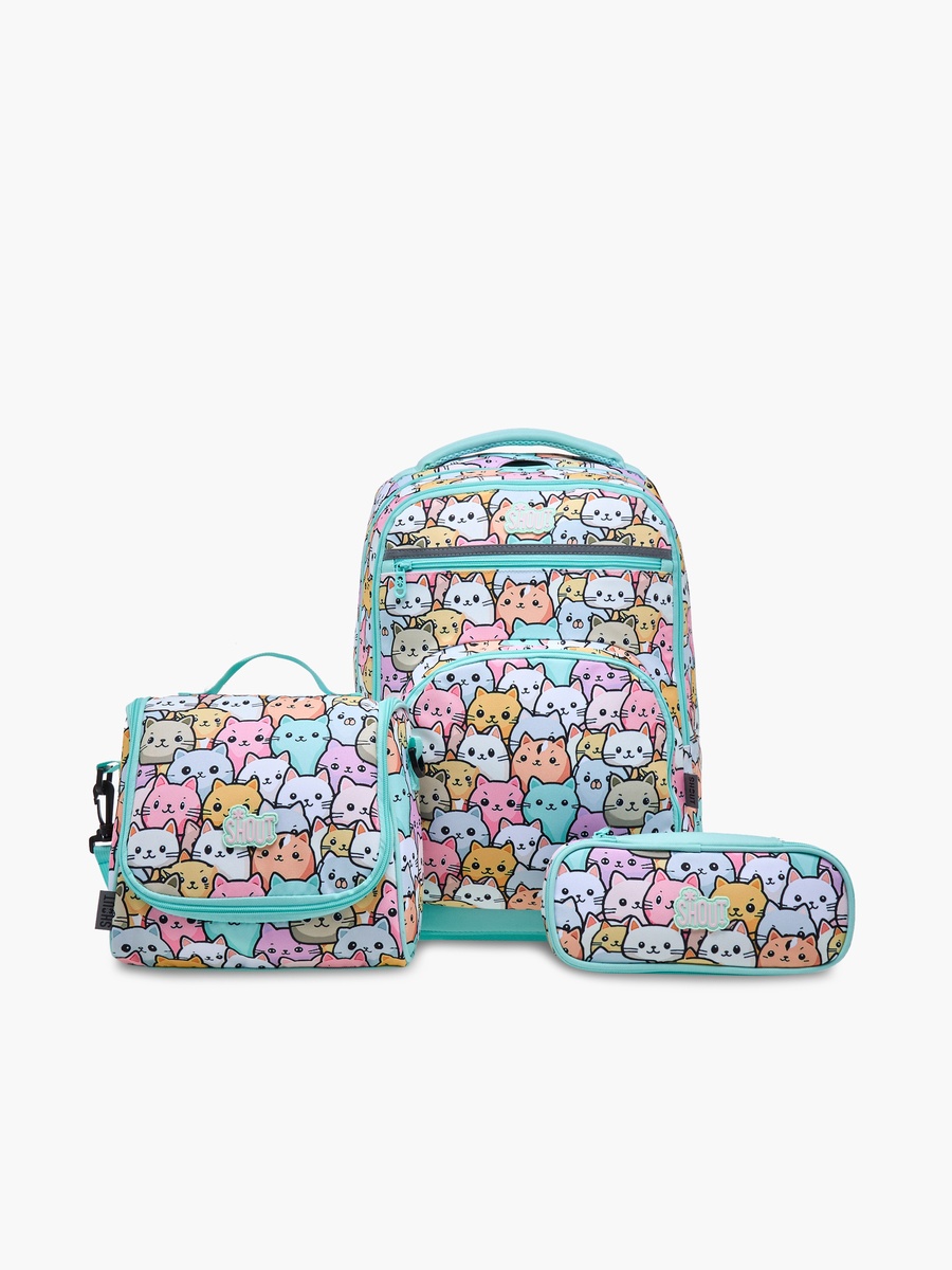 SHOUT Cat Print Lunch Bag with Adjustable Strap and Zip Closure