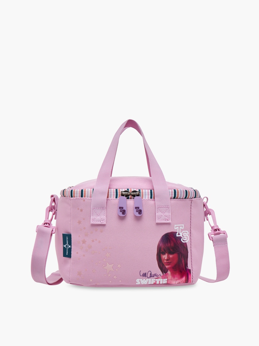 Celebrity Icons Taylor Swift Print Lunch Bag with Adjustable Strap and Zip Closure