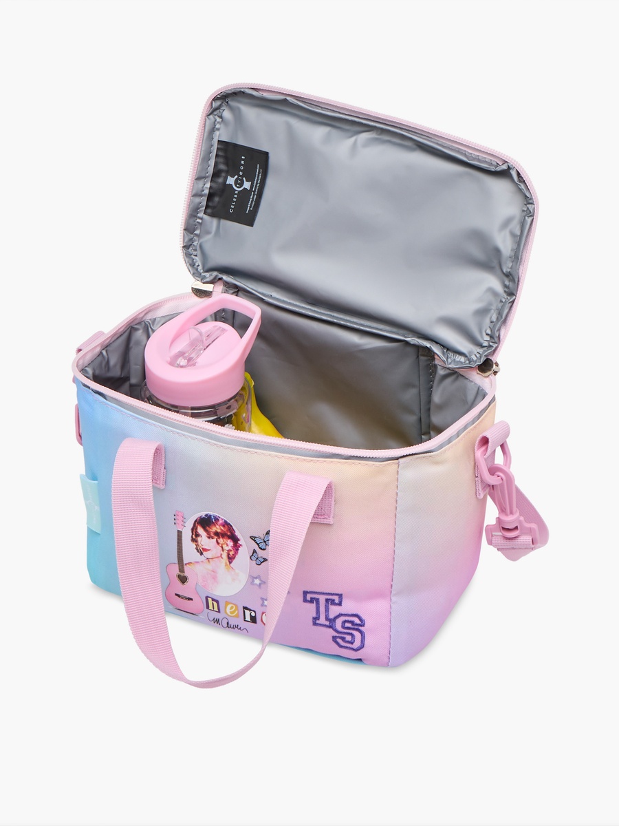 Celebrity Icons Taylor Swift Print Lunch Bag with Adjustable Strap and Zip Closure