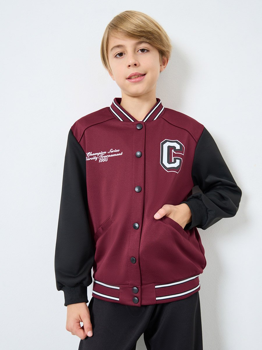 Teens Varsity Print Bomber Jacket and Joggers Set