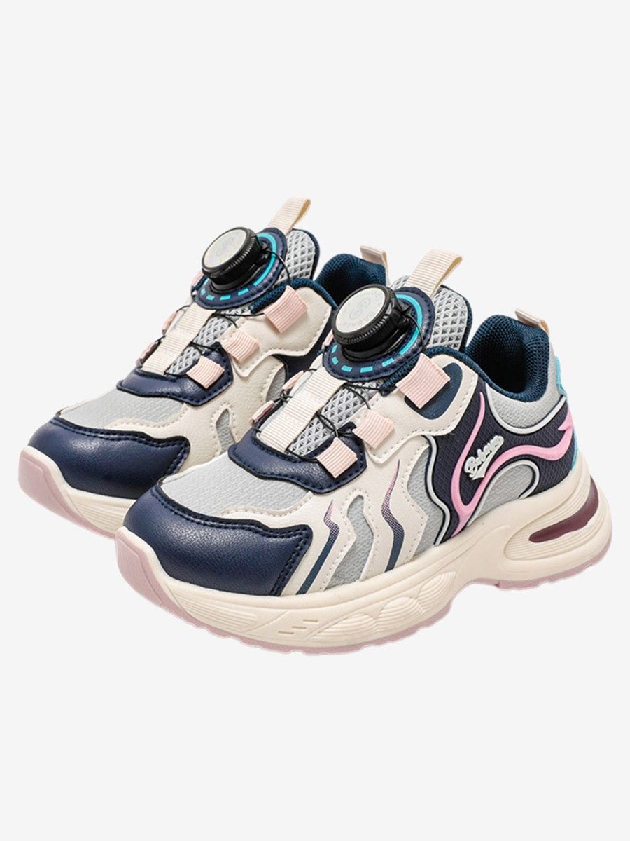 Girls Textured Sneakers with Stretch Lace